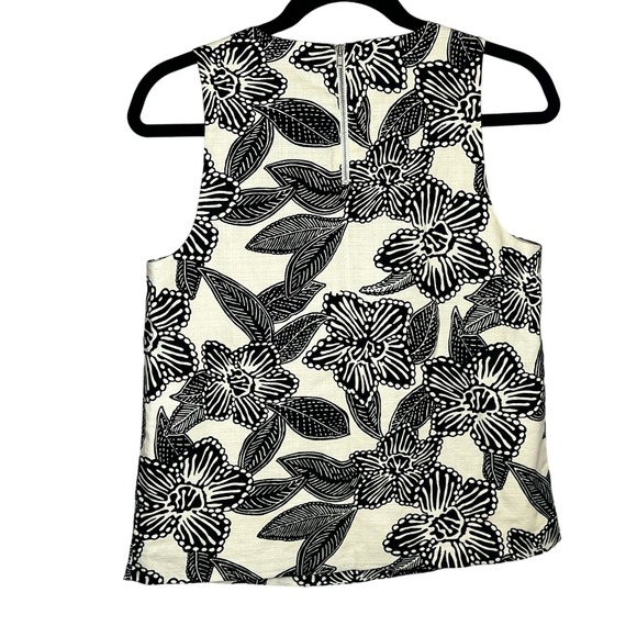 J. Crew Notched Shell Polynesian Floral Embellished Beaded Top Size 4 - Picture 5 of 16